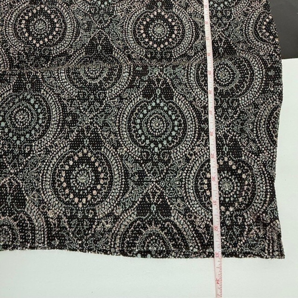 Glitter Paisley Sleeveless Midi Sheath Dress Petite Small Black Holiday Party - Picture 8 of 8